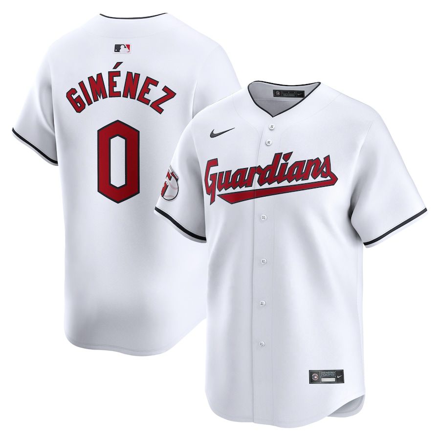 Men Cleveland Guardians #0 Andres Gimenez Nike White Home Limited Player MLB Jersey